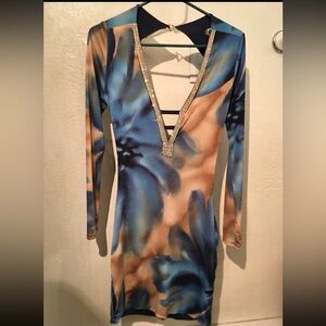 Vie Sauvage Floral Rhinestone Cutout Mini Dress